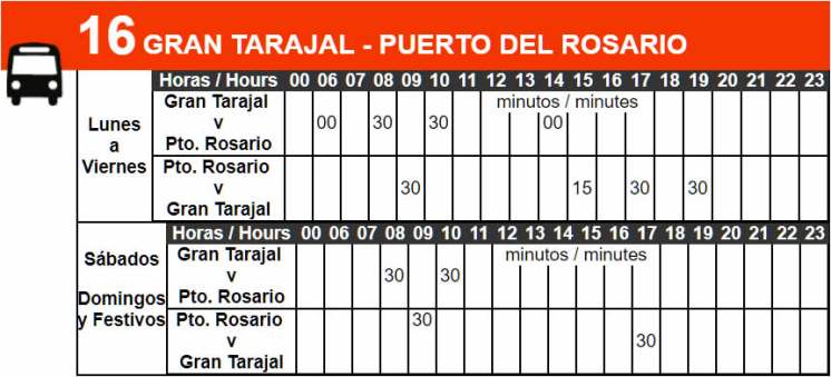 Bus Route 16 Timetable
